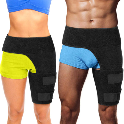 Relief for Hip Pain, Sciatica, Hamstring & Groin Strains. Adjustable Support for Men & Women, Fits Both Legs.