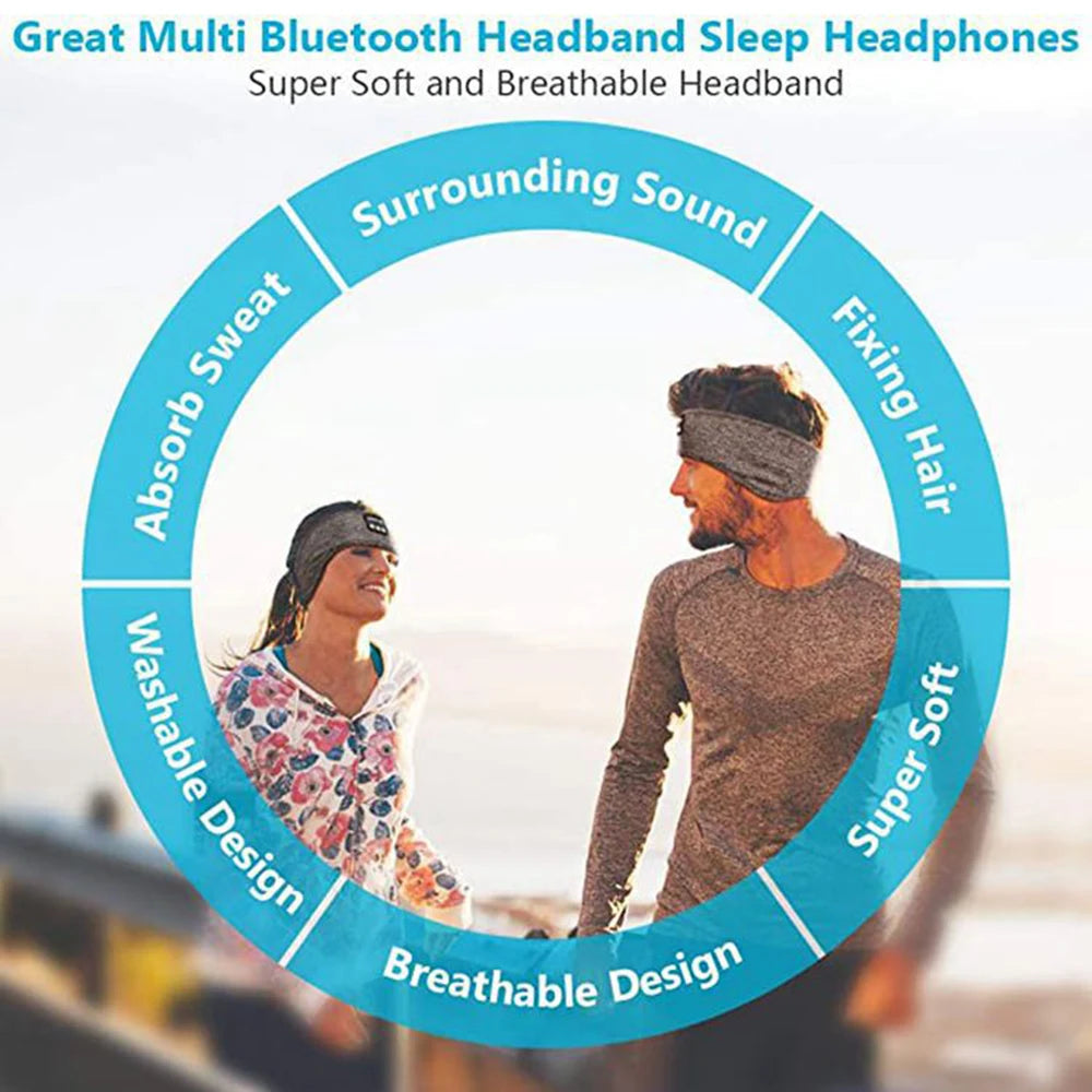 Comfortable Bluetooth Sleeping Band Headphone Music Eye Mask Soft Elastic Wireless Sport Headband Headset